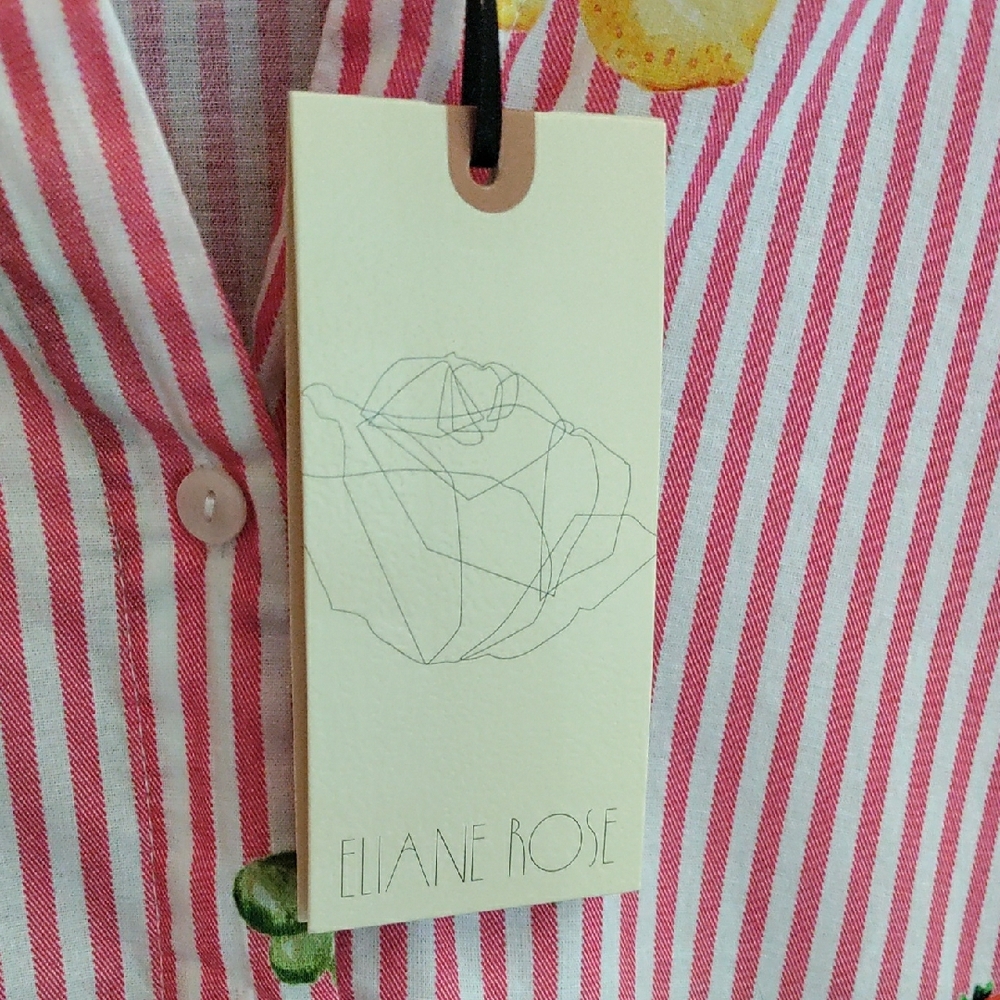 Striped Button Down Shirt with Food & Drink  Fun Design. NWT - Picture 2 of 15